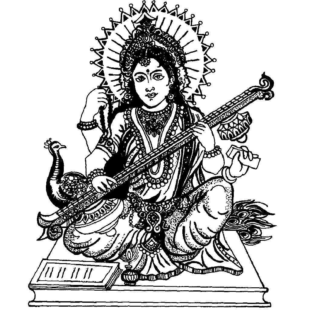 Free Hindu Goddess Saraswati Coloring Pages printable
