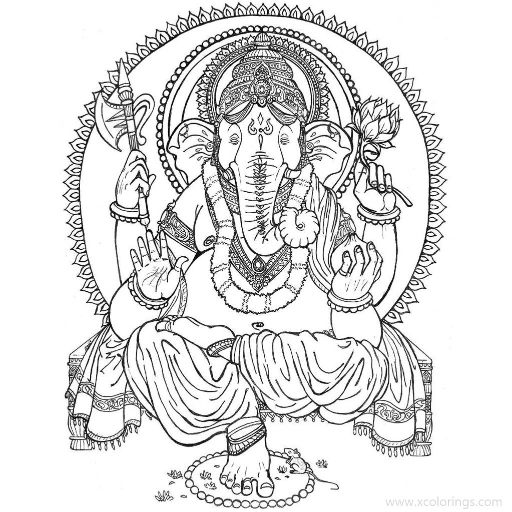 Free Hindu Lord Ganesha Coloring Pages printable