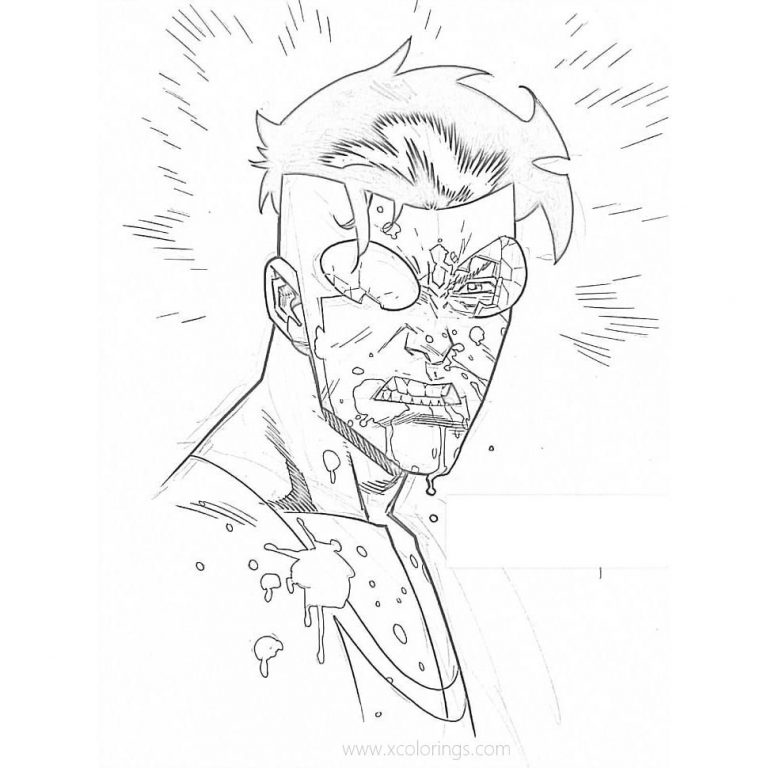 superhero invincible fighting coloring page