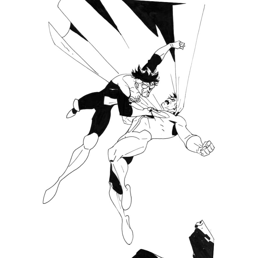 Free Invincible Coloring Pages Fighting with Omni-man printable