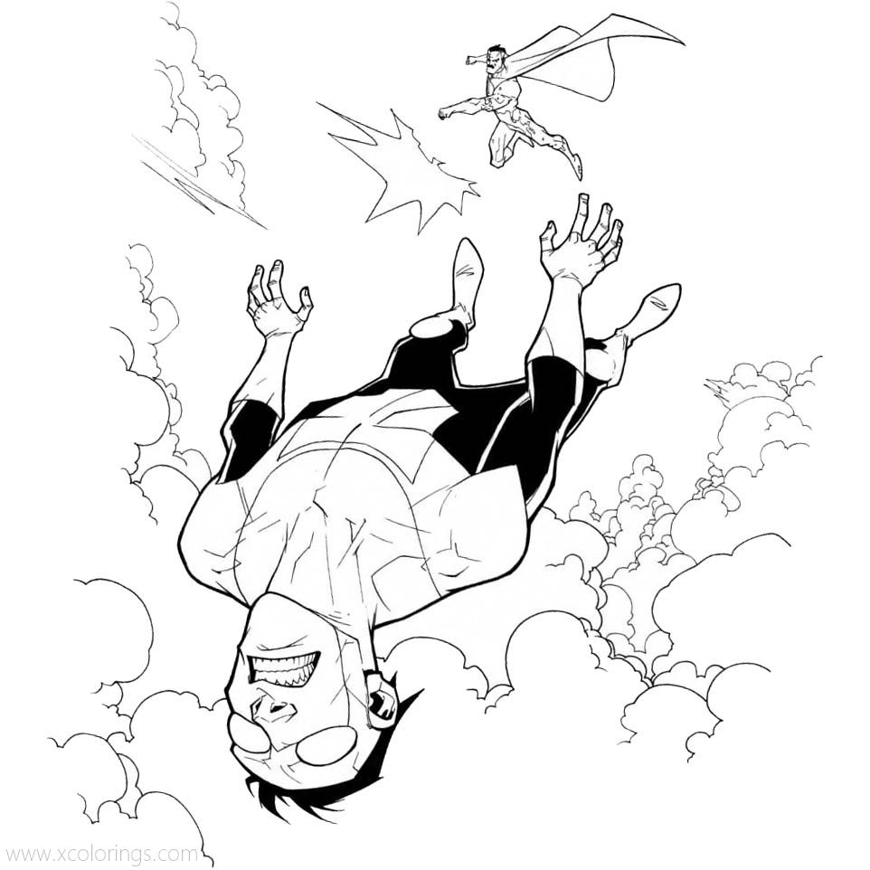 Free Invincible Coloring Pages Mark Grayson is Fighting printable