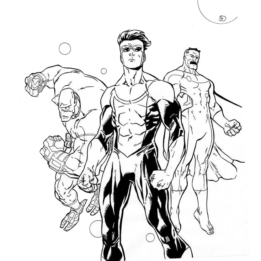 Free Invincible Coloring Pages with Omni-man and Allen printable