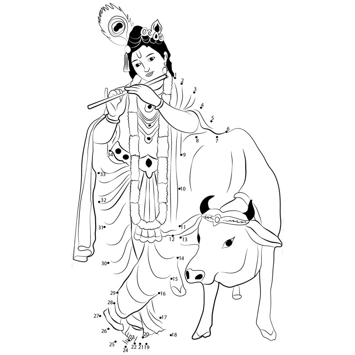 Free Krishna Coloring Pages Connect the Dots printable