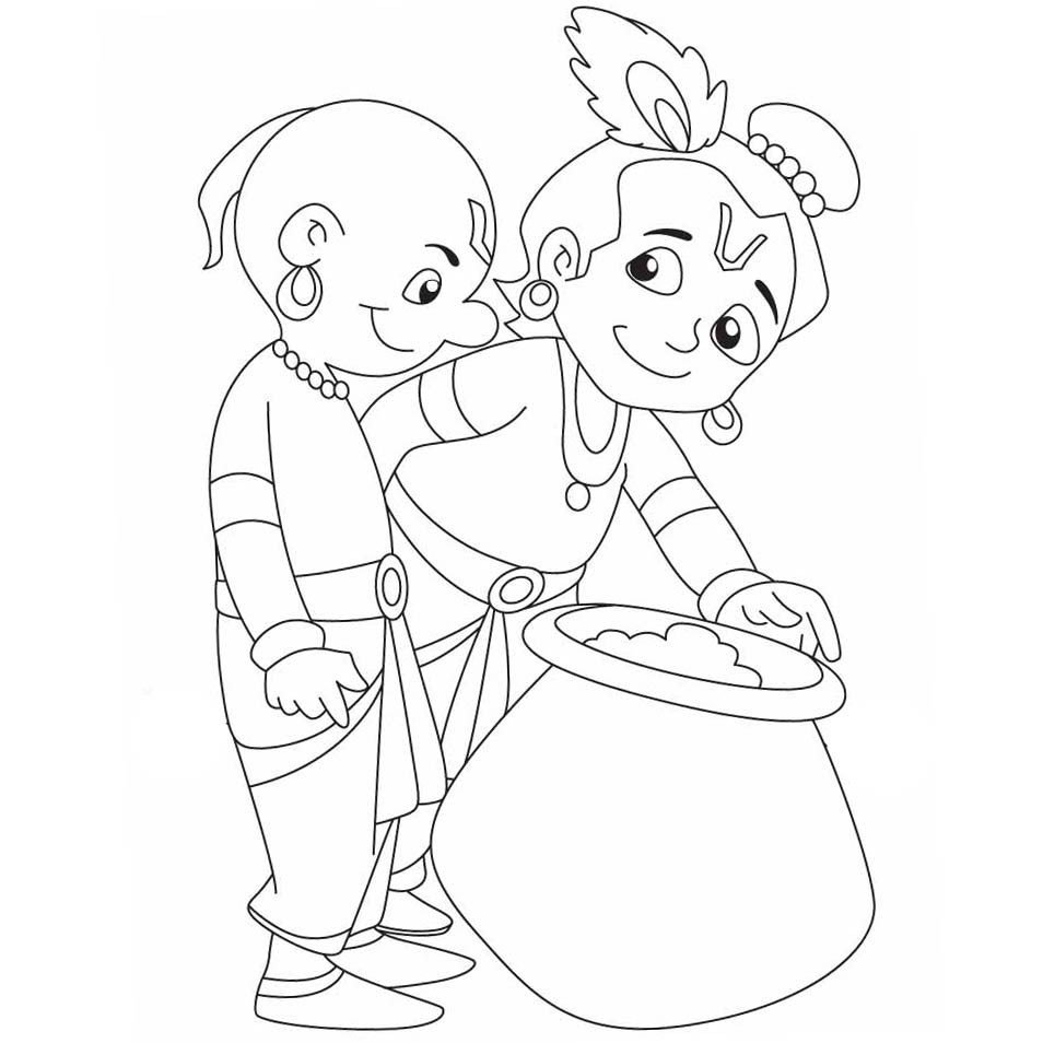 Free Krishna Found Butter Coloring Pages printable