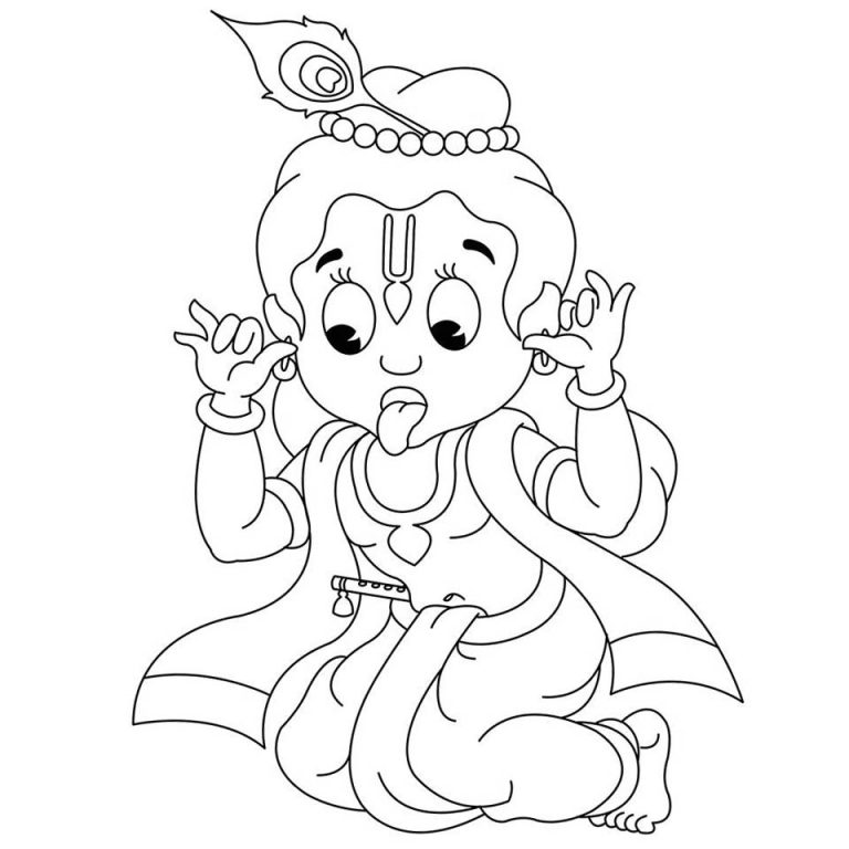 Krishna with Pot of Butter Coloring Pages