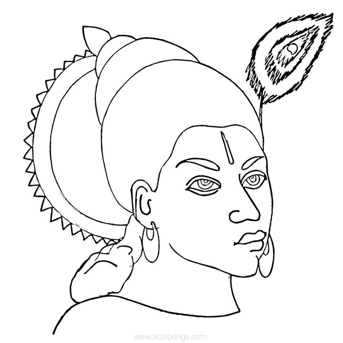 Free Krishna Portrait Coloring Pages printable