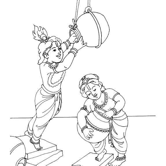 Free Krishna Stealing Butter Coloring Pages printable