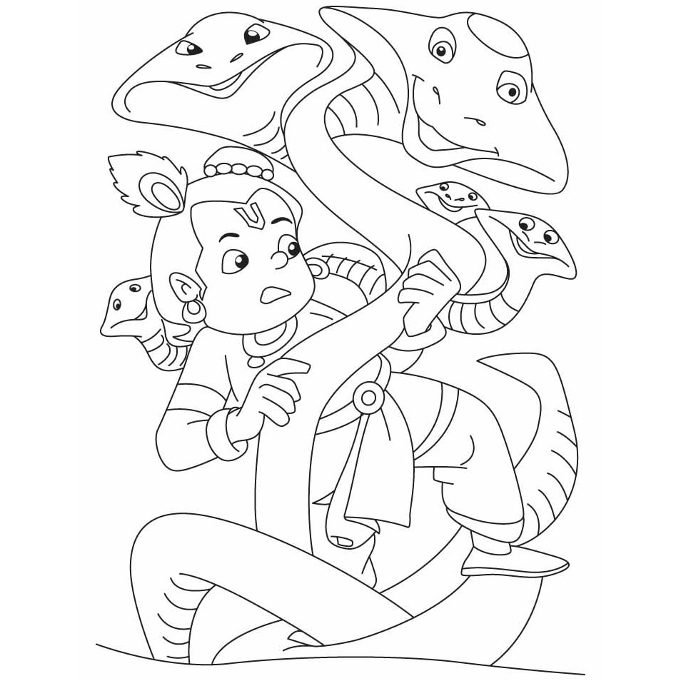 Free Krishna and Cobras Coloring Pages printable