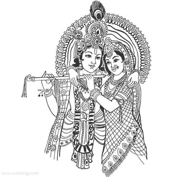 Sri Krishna and Balarama Coloring Pages