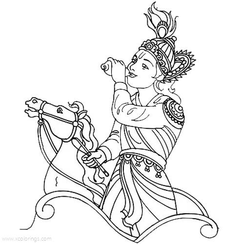 Free Krishna on Horseback Coloring Pages printable