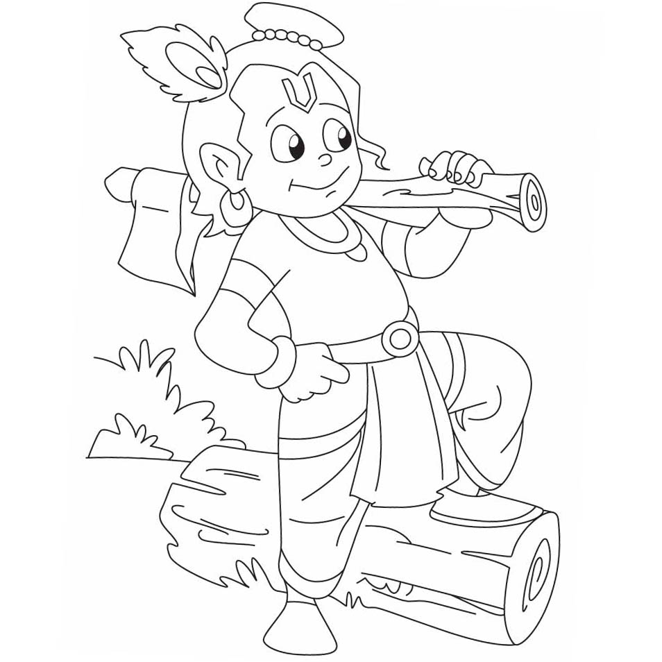 Free Krishna with Axe Coloring Pages printable