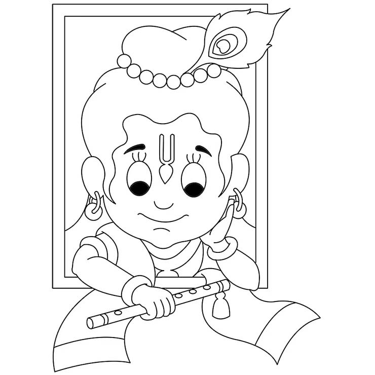 Free Little Lord Krishna Coloring Pages printable