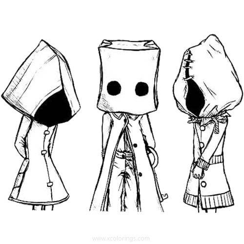Free Little Nightmares Coloring Pages Characters Six and Mono printable