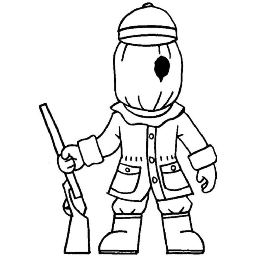 Free Little Nightmares Coloring Pages The Hunter with Gun printable