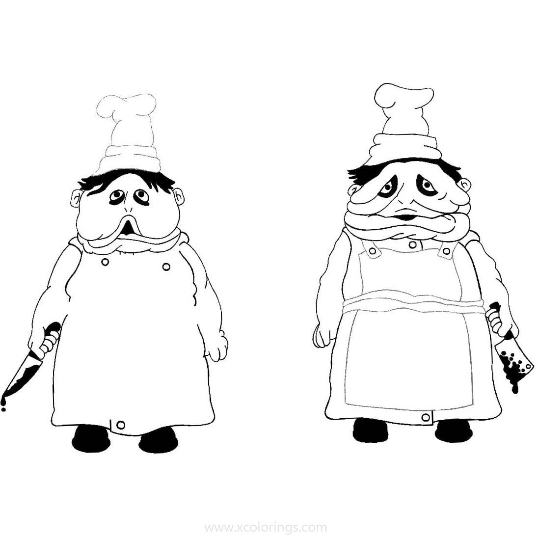 Little Nightmares Coloring Pages Twins Chefs - XColorings.com