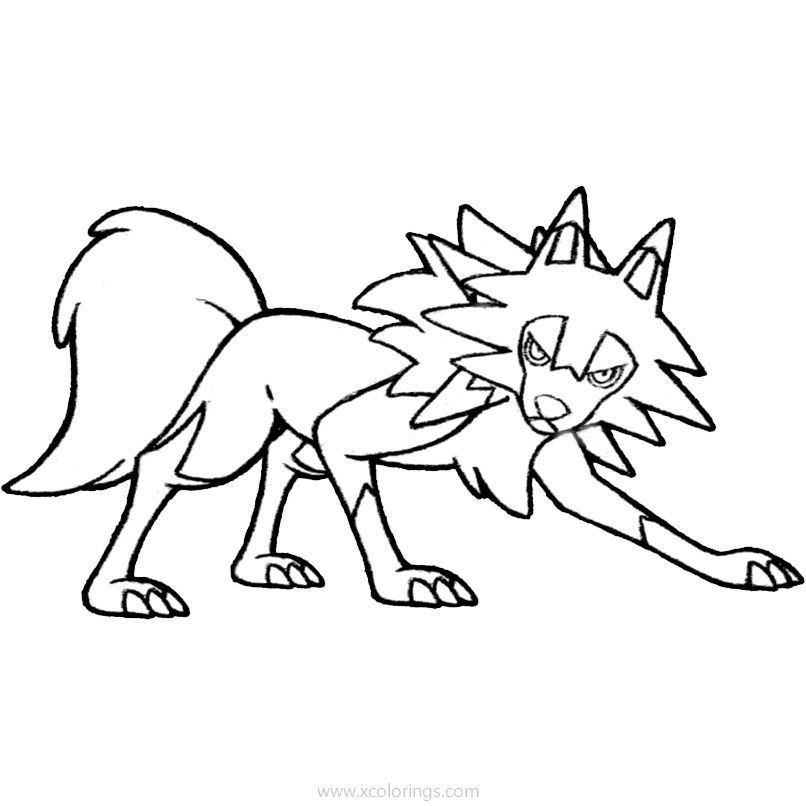 Free Lycanroc Coloring Pages Midday Form printable