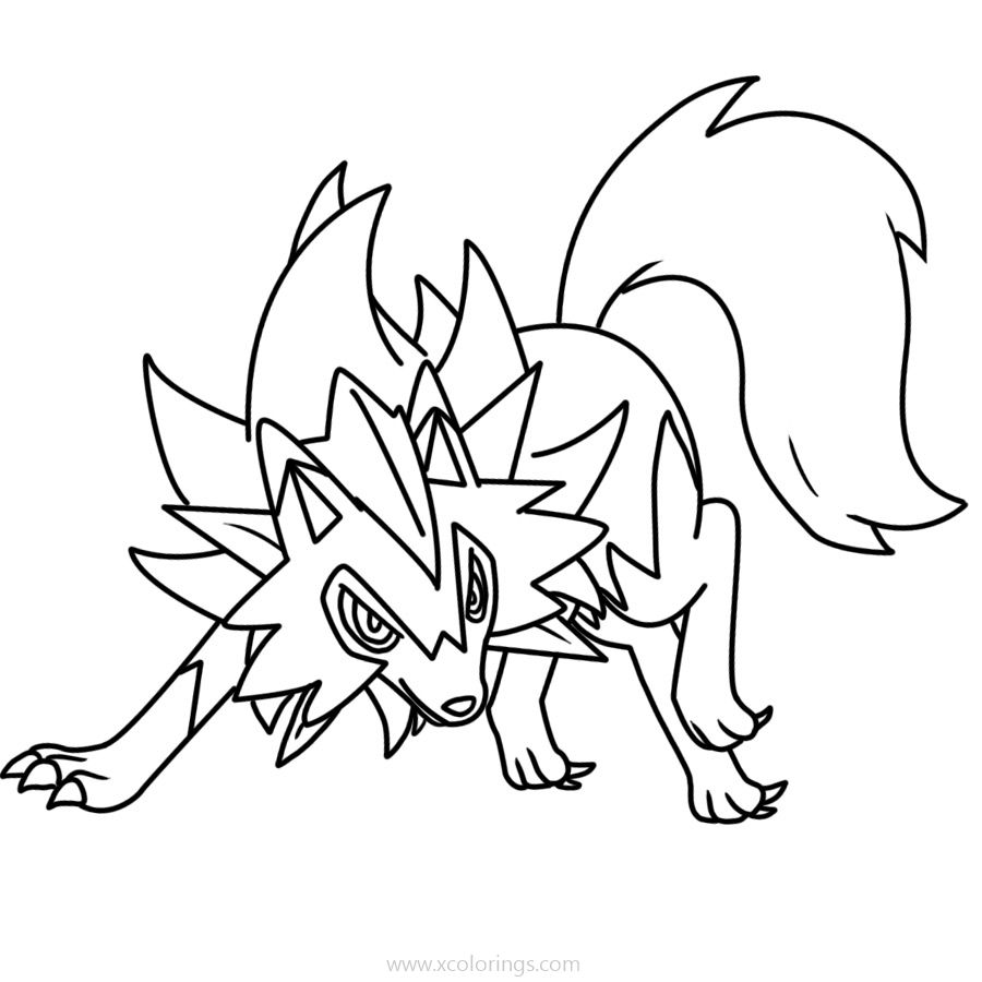 Lycanroc Dusk Form Pokemon Coloring Pages Lineart by Bellatrixie-white