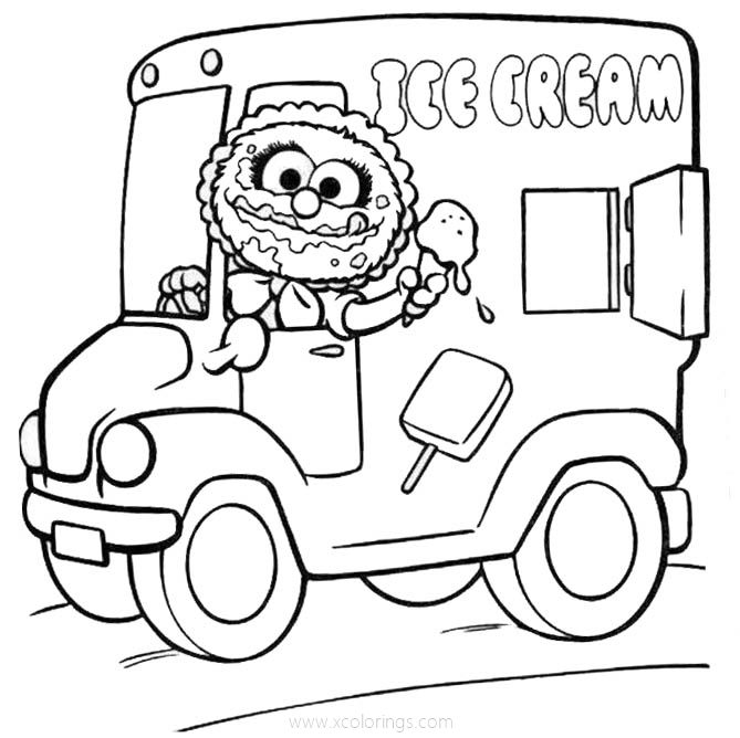 Free Muppet Babies Coloring Pages Baby Animal in Ice Cream Truck printable
