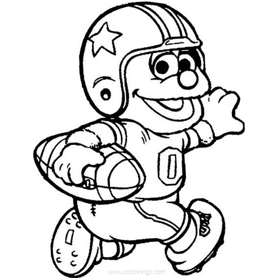 Free Muppet Babies Coloring Pages Baby Fozzie Bear Playing Football printable