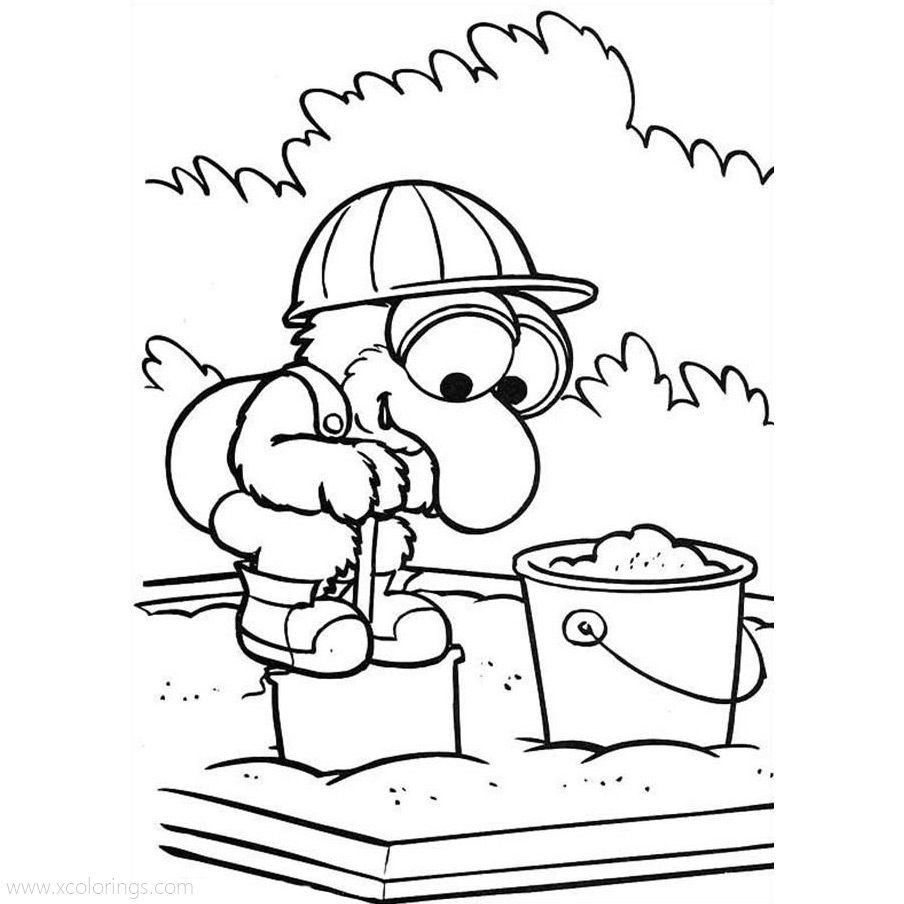 Free Muppet Babies Coloring Pages Baby Gonzo Working with a Shovel printable