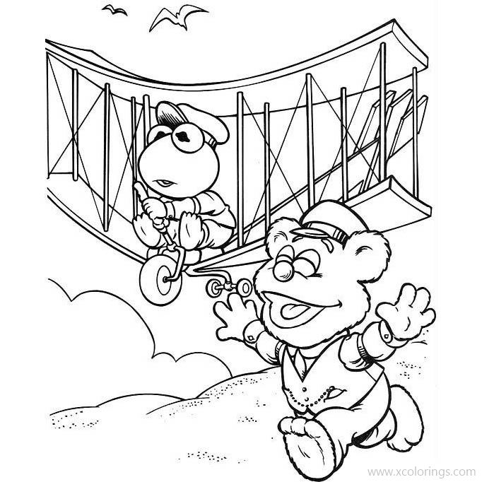 Free Muppet Babies Coloring Pages Baby Kermit Driving a Plane printable