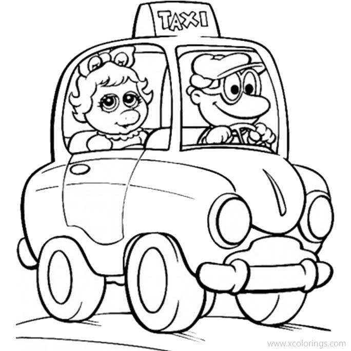 Free Muppet Babies Coloring Pages Baby Miss Piggy in the Taxi printable