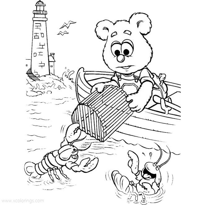 Free Muppet Babies Coloring Pages Fozzie Bear and Lobsters printable