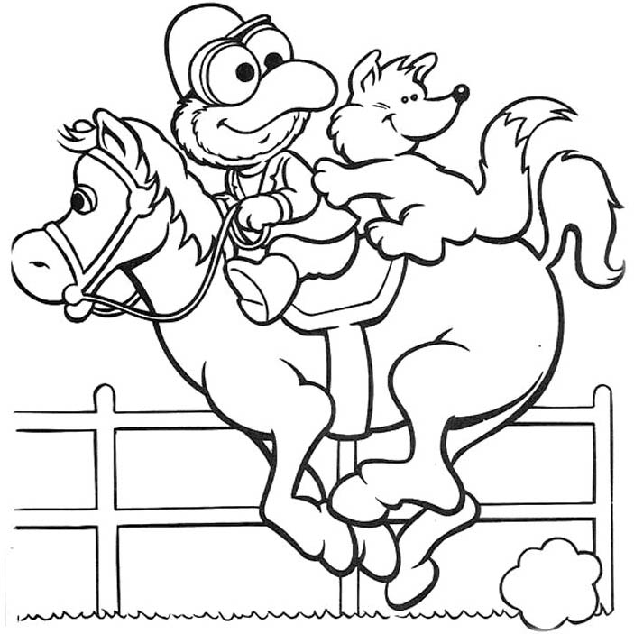 Free Muppet Babies Coloring Pages Gonzo On The Pony printable