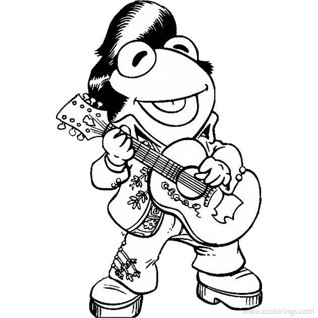 Free Muppet Coloring Pages Hillbilly Cat Kermit with Guitar printable