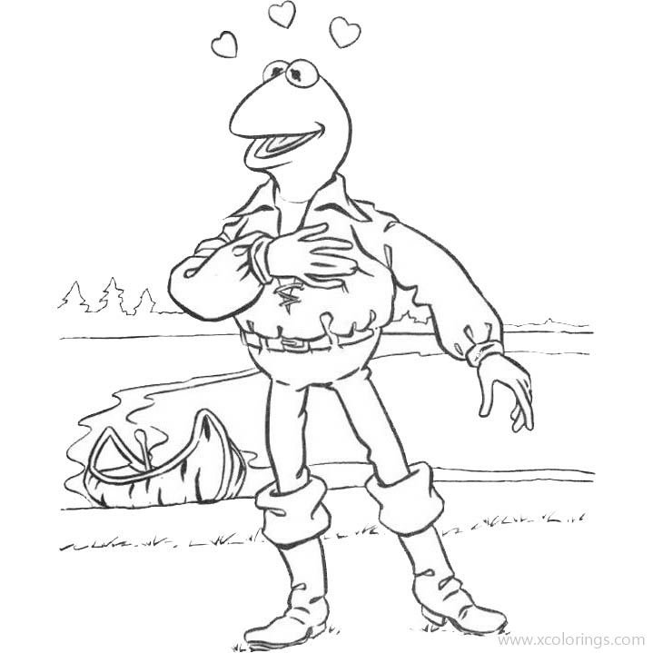 Free Muppets Coloring Pages Kermit Frog On the Beach printable