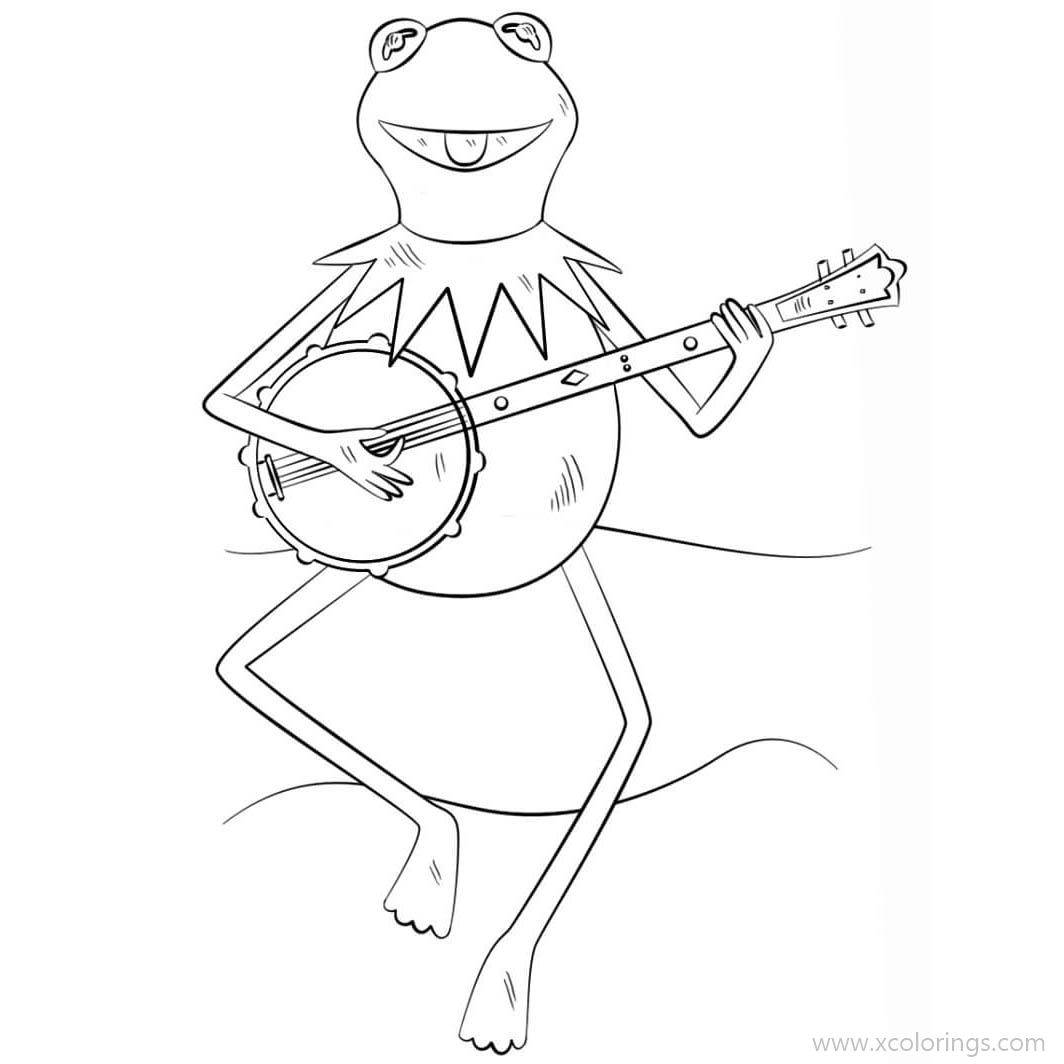 Free Muppets Coloring Pages Kermit the Frog Playing Banjo printable