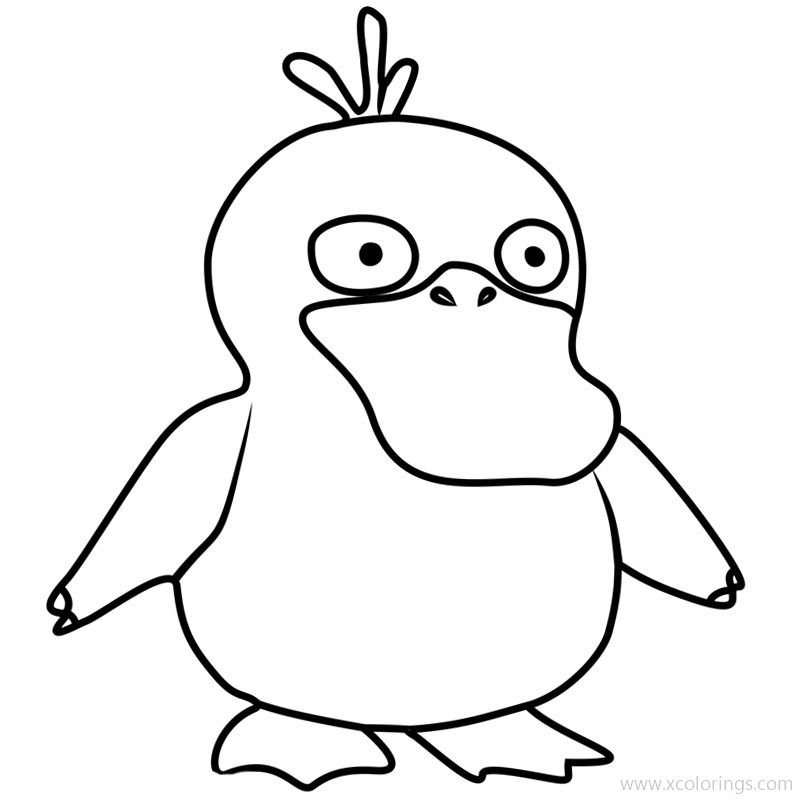 Free Psyduck Pokemon Coloring Pages Black and White printable