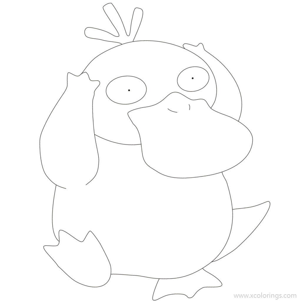 Free Psyduck Pokemon Coloring Pages Outline by InuKawaiiLove printable