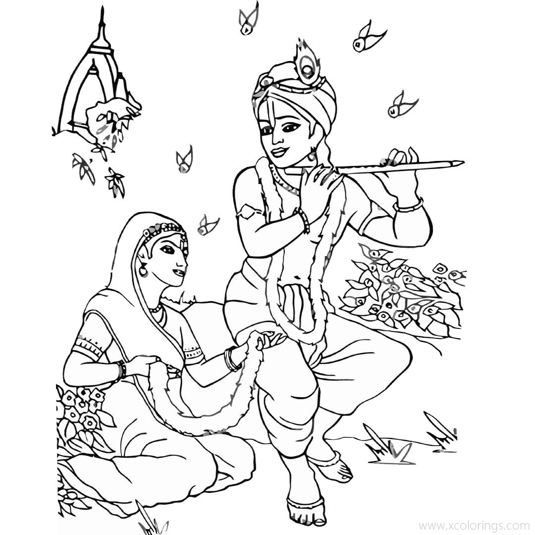 Free Radhe and Krishna Coloring Pages printable