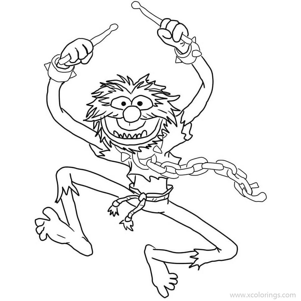 Free The Muppets Coloring Pages Animal is Dancing printable