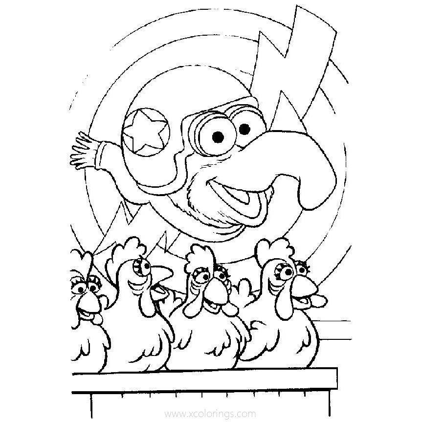 Free The Muppets Coloring Pages Gonzo and Chickens printable