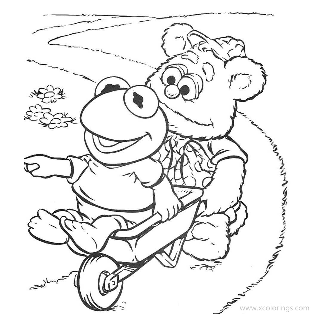 Free The Muppet Fozzie Bear Coloring Pages with Kermit the Frog printable