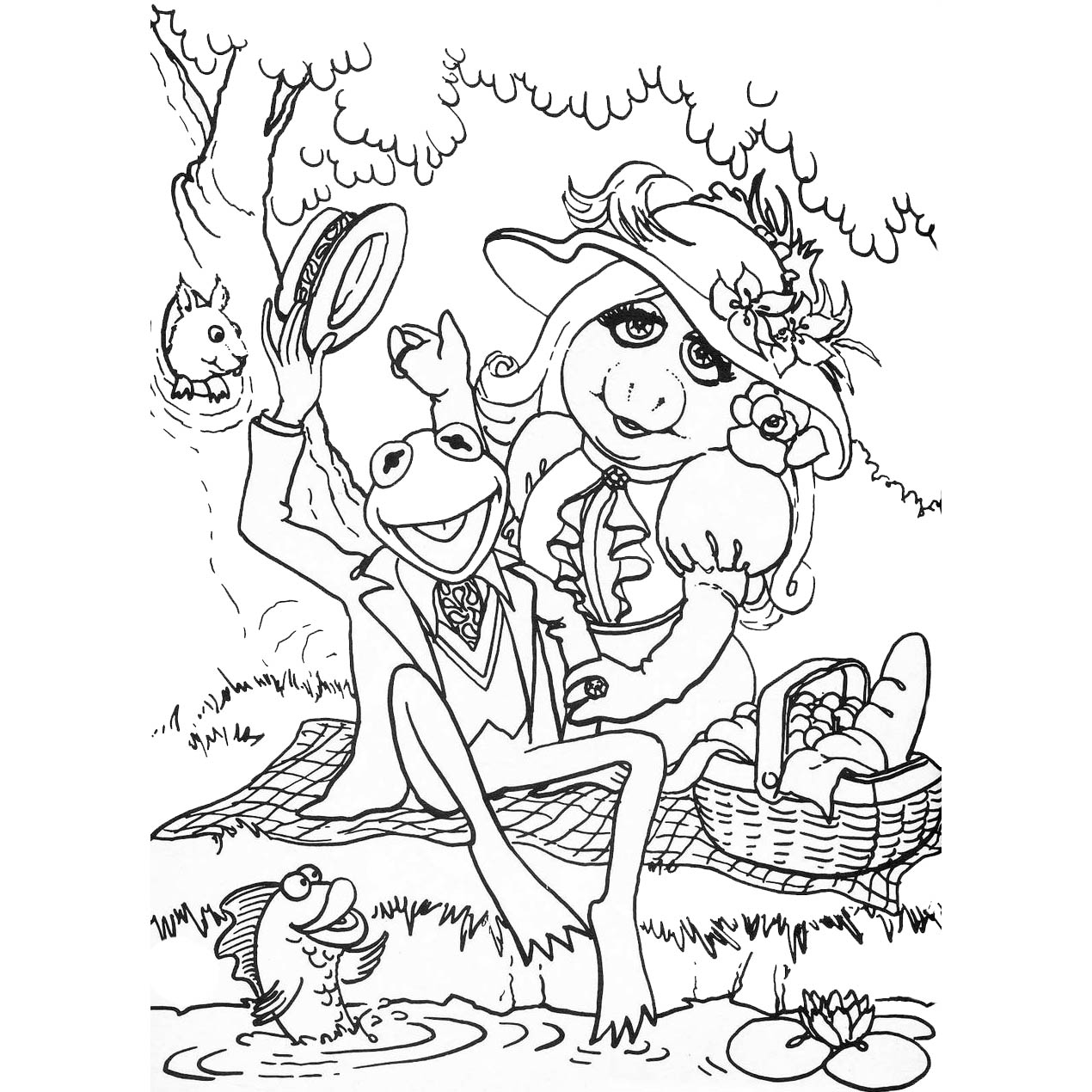 Free The Muppets Miss Piggy and Kermit Coloring Pages printable