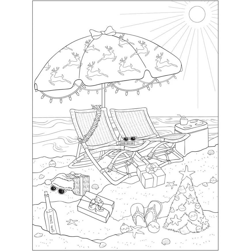 Christmas In July Beach Coloring Pages