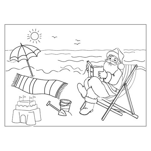 Christmas In July Coloring Pages Beach Time