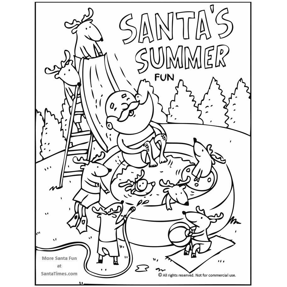 Christmas In July Coloring Pages Santa's Summer Fun