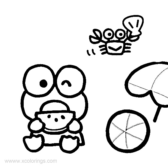 Free Keroppi Eating Watermelon Coloring Pages printable
