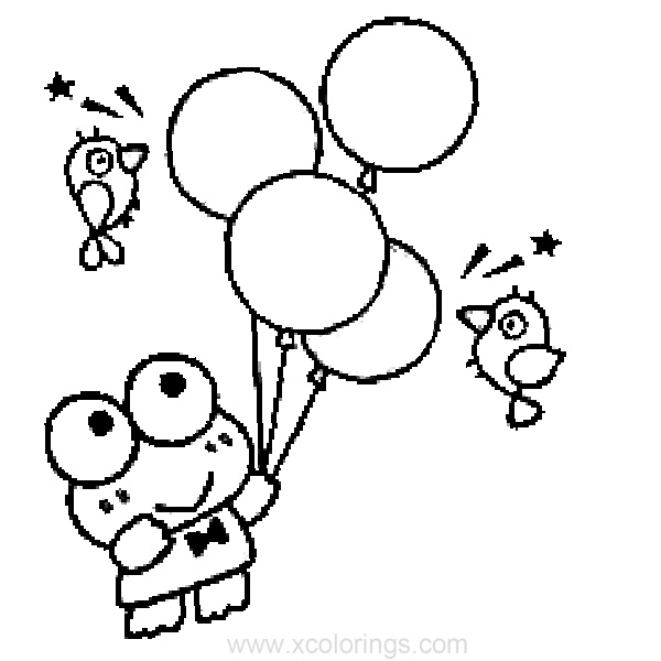 Free Keroppi and Balloons Coloring Pages printable