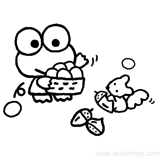 Free Keroppi and Squirrel Coloring Pages printable