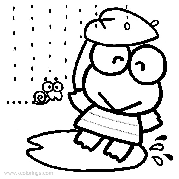 Free Keroppi in the Rain Coloring Pages printable