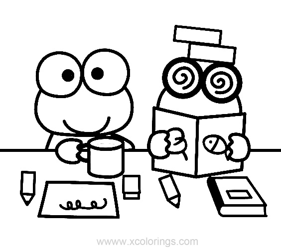 Free Keroppi is Reading Coloring Pages printable